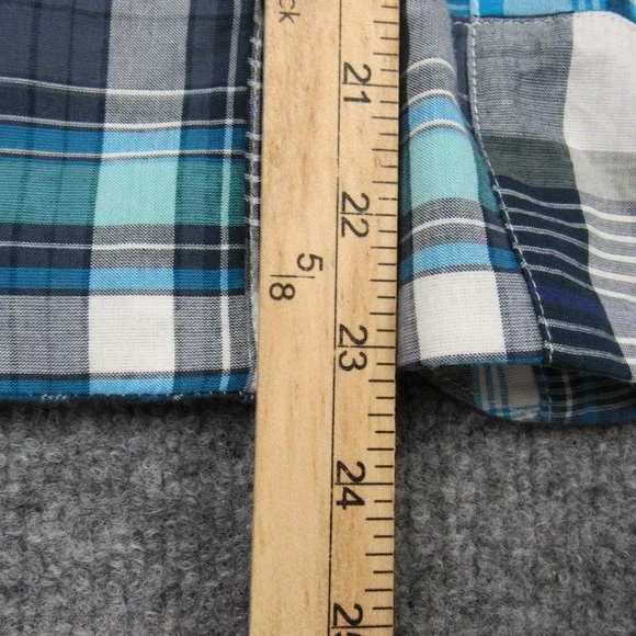 Talbots Blazer Womens 10 Blue Patchwork‎ Madras Plaid Cotton Two Button Lined - Picture 16 of 16